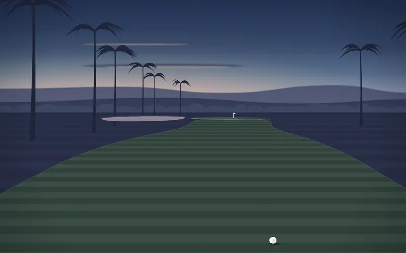 Illustration einer Golflandschaft; keine Fotografie dieses Platzes.