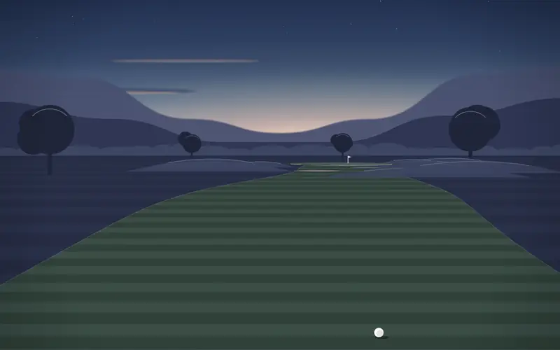 Illustration einer Golflandschaft; keine Fotografie dieses Platzes.