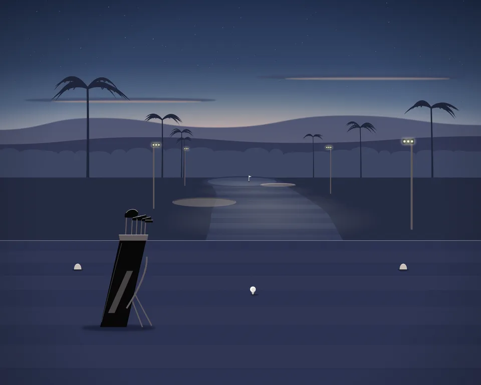 Illustration einer Golflandschaft; keine Fotografie dieses Platzes.