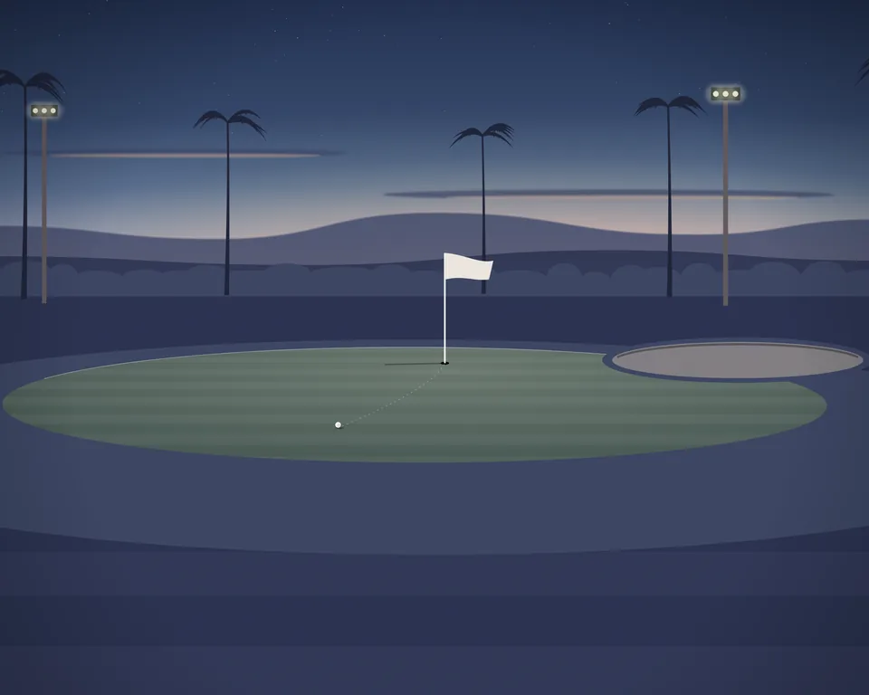 Illustration einer Golflandschaft; keine Fotografie dieses Platzes.